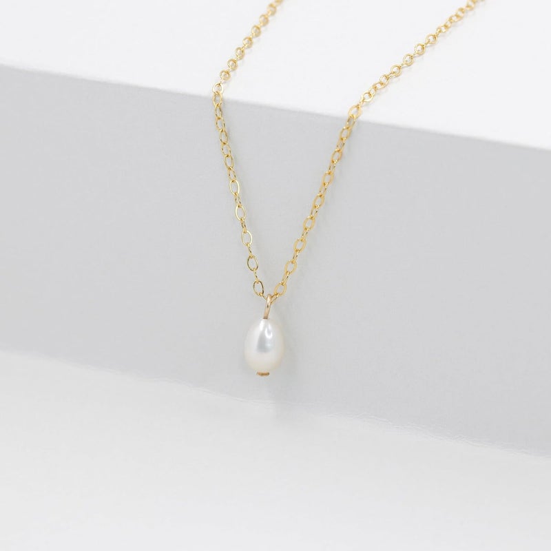 Treasure Bender Pearl Necklaces for Women Trendy, 14k Gold Plated Dainty Necklace Simple Pearl Drop Single Charm Pendant Necklace Birthday Wedding Gifts Gold Jewelry for Women - Image 5
